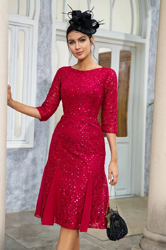 Halter Neck Women Dress to Show Off the Shoulders and NecklineBurgundy Sheath Lace Mother of the Bride Dress