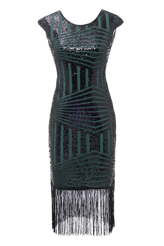 Shift Women Dress with a Simple and Classic Design for Everyday WearGreen Round Neck 1920s Flapper Dress