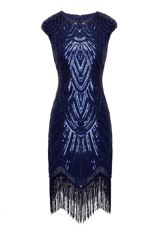 Shift Women Dress with a Simple and Classic Design for Everyday WearNavy Sequin 1920s Fringe Flapper Dress