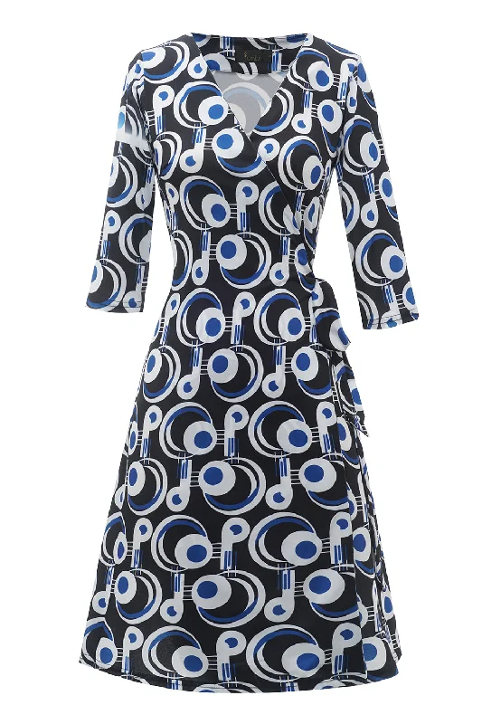 Plus Size Women Dress with a Flattering A - Line Cut for Comfort and StyleRoyal Blue Geometry Printed Wedding Guest Dress