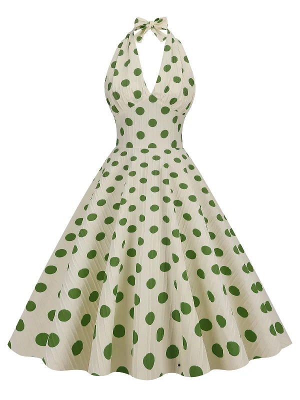 Empire Waist Women Dress to Accentuate the Bust and Conceal the Waist1950s Polka Dot Halter Swing Dress