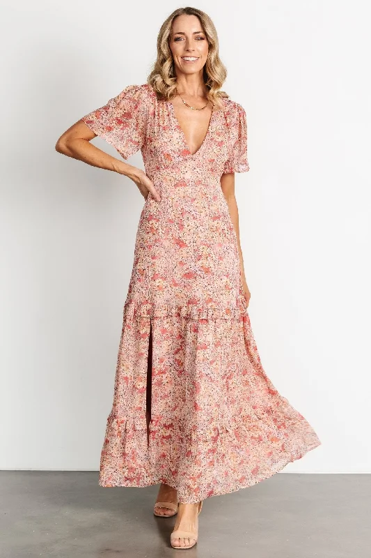 Halter Neck Women Dress to Show Off the Shoulders and NecklineAudrey Deep V Maxi Dress | Blush Floral