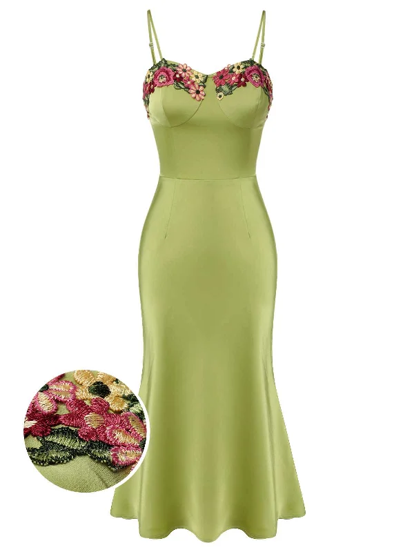 Shift Women Dress with a Simple and Classic Design for Everyday WearGreen 1960s Spaghetti Strap 3D Floral Dress