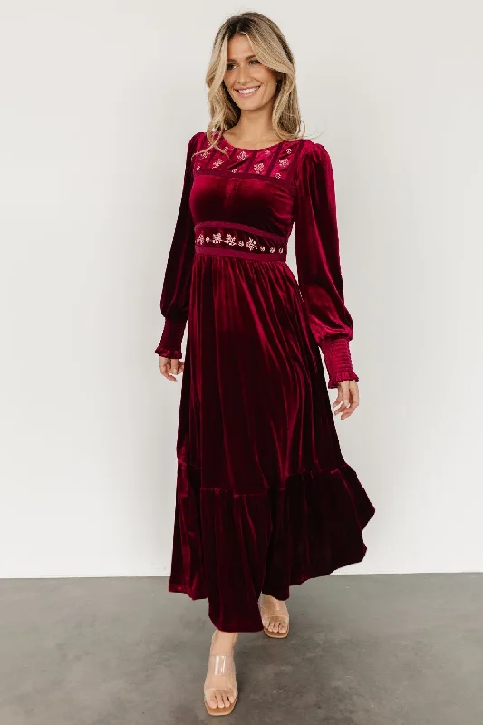 Plus Size Women Dress with a Flattering A - Line Cut for Comfort and StyleIngrid Velvet Maxi Dress | Merlot