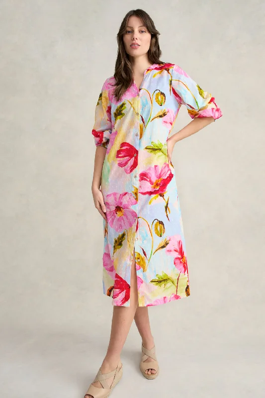 Off - the - Shoulder Women Dress for a Romantic and Feminine LookPrinted Cotton Shirt Dress