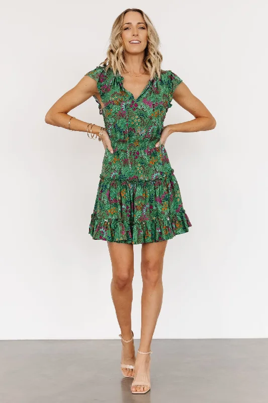 Shift Women Dress with a Simple and Classic Design for Everyday WearRio Short Dress | Green Multi