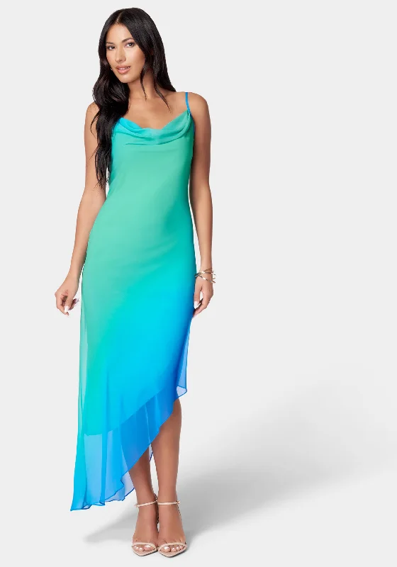 Empire Waist Women Dress to Accentuate the Bust and Conceal the WaistAsymmetrical Ombre Dress