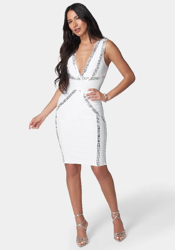 Empire Waist Women Dress to Accentuate the Bust and Conceal the WaistBandage Metallic Midi Dress