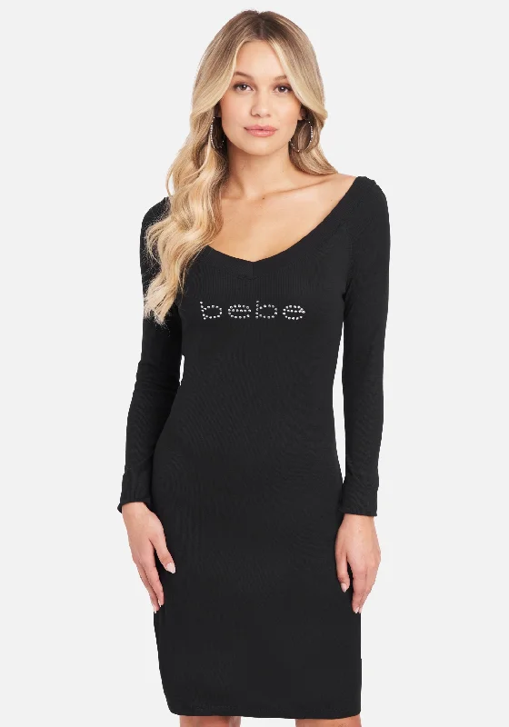 Wrap - Style Women Dress with Adjustable Fit for All Body TypesLong Sleeve Logo Dress