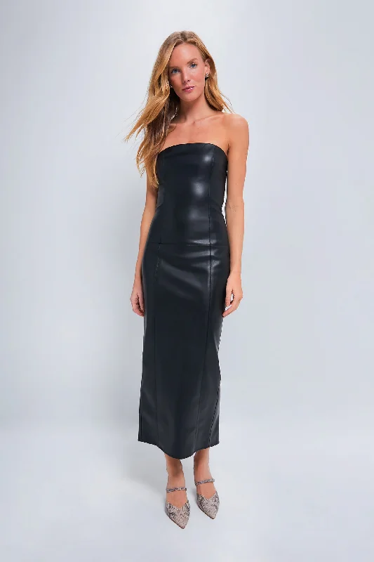 Empire Waist Women Dress to Accentuate the Bust and Conceal the WaistBlack Kimberly Vegan Leather Dress