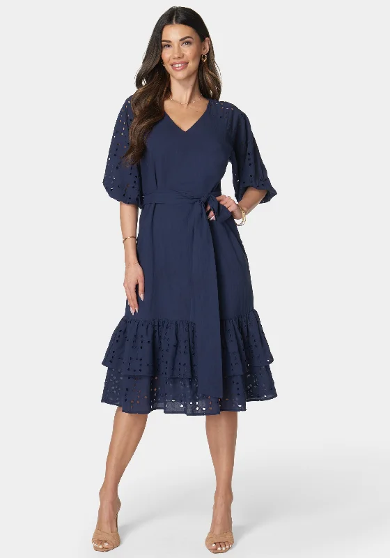 Shift Women Dress with a Simple and Classic Design for Everyday WearCotton Eyelet Dress