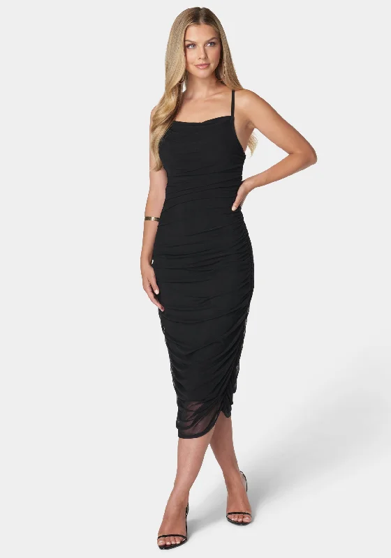 Strapless Women Dress with a Built - in Bra for Comfort and SupportEmmaline Shirred Mesh Slip Dress