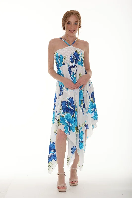 Mermaid - Style Women Dress with a Fitted Silhouette for Special OccasionsFloral Print Sleeveless Asymmetrical Dress