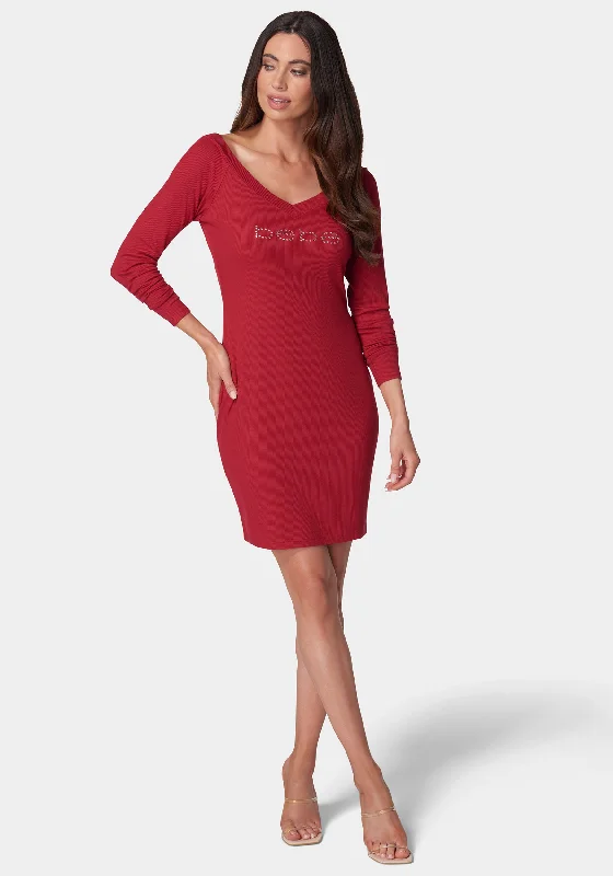 Ruffled Women Dress with Multiple Layers for a Playful and Girly StyleLong Sleeve Logo Dress