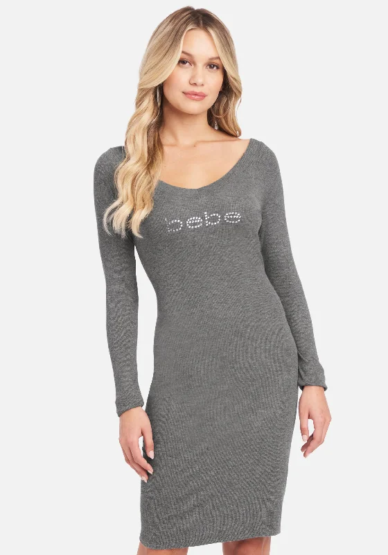 Little Black Women Dress with Sequins for a Glamorous Night OutLong Sleeve Logo Dress