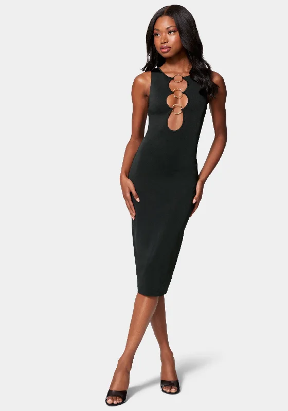 Empire Waist Women Dress to Accentuate the Bust and Conceal the WaistRing Detail Midi Dress