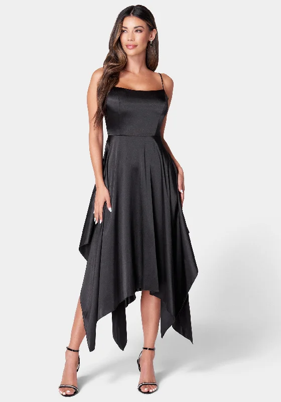 Pleated Women Dress with a Timeless and Elegant TextureSolid Satin Sharkbite Dress