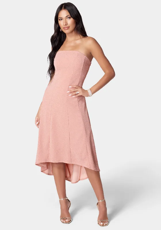 Long - Sleeve Women Dress in Velvet for a Luxurious Winter LookStrapless Midi Flare Dress