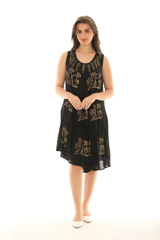 Little Black Women Dress with Sequins for a Glamorous Night OutTropical Coconut Tree Print Midi Rayon Sundress