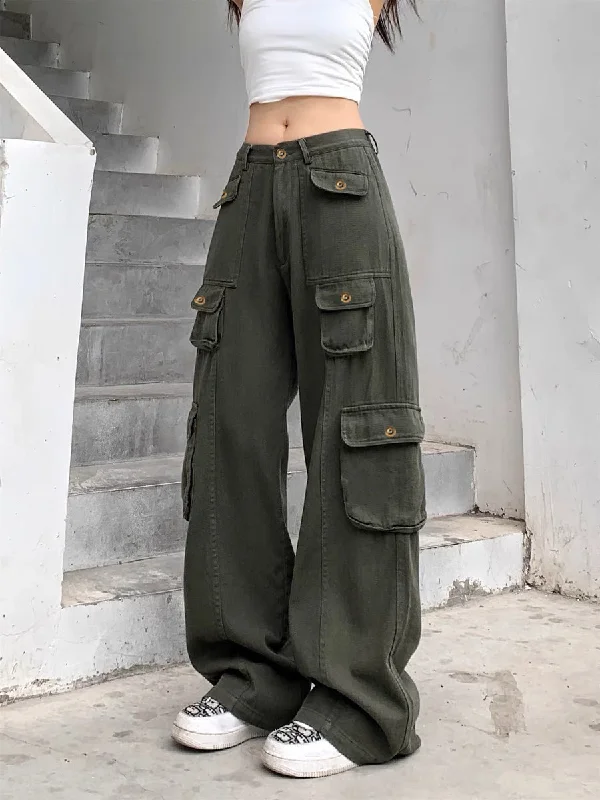 Crazy Multi Pockets Baggy Cargo Jeans