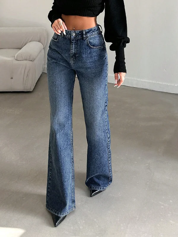 Dark Horizon Stone Wash Wide Leg Jeans