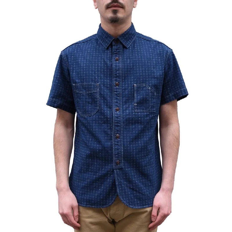 Studio D'Artisan "Railroad" Indigo Dot Wabash Sashiko S/S Shirt