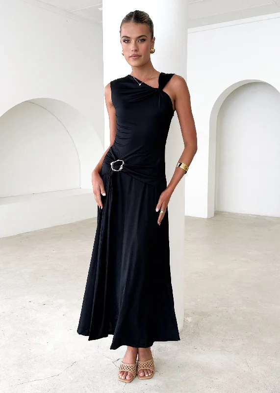 Ruffled Women Dress with Multiple Layers for a Playful and Girly StyleArina Maxi Dress - Black