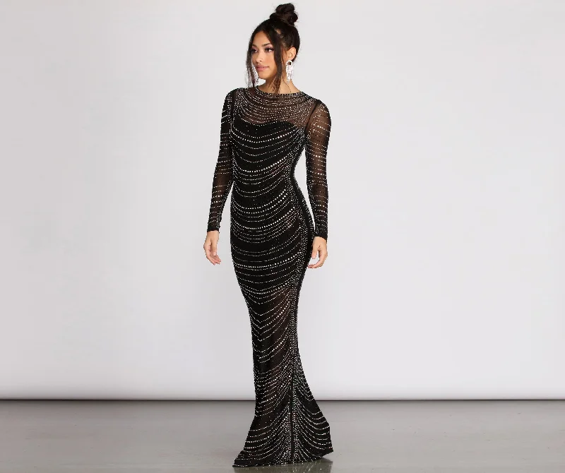 Pleated Women Dress with a Timeless and Elegant TextureBlake Heat Stone Mesh Dress