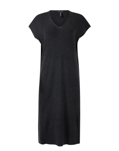 Mermaid - Style Women Dress with a Fitted Silhouette for Special OccasionsCharcoal Grey Wool Dress