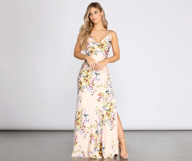 Lace - Embellished Women Dress for an Elegant and Sophisticated AppearanceElane Floral Satin Slip Gown