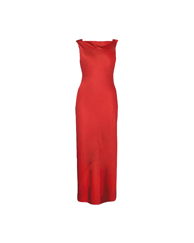 Strapless Women Dress with a Built - in Bra for Comfort and SupportFIREBIRD COWL GOWN CHILLI