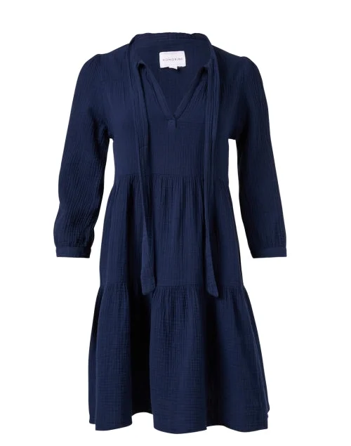 Empire Waist Women Dress to Accentuate the Bust and Conceal the WaistGiselle Navy Tiered Dress