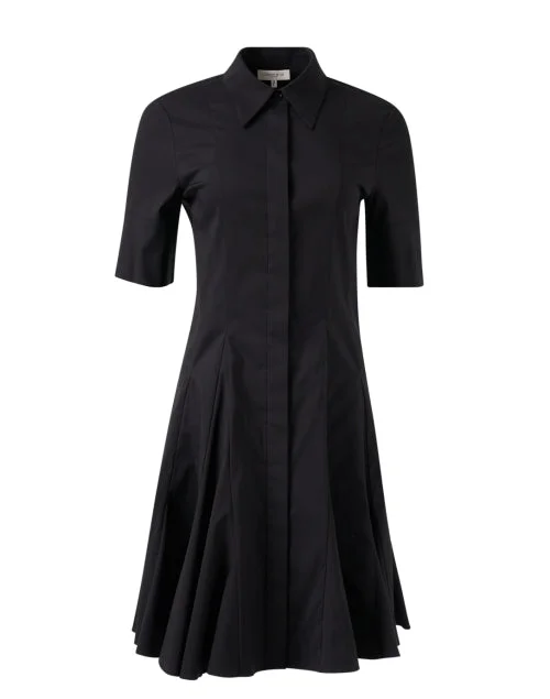 Sheath Women Dress with a Tailored Fit for a Professional LookGodet Black Peplum Shirt Dress