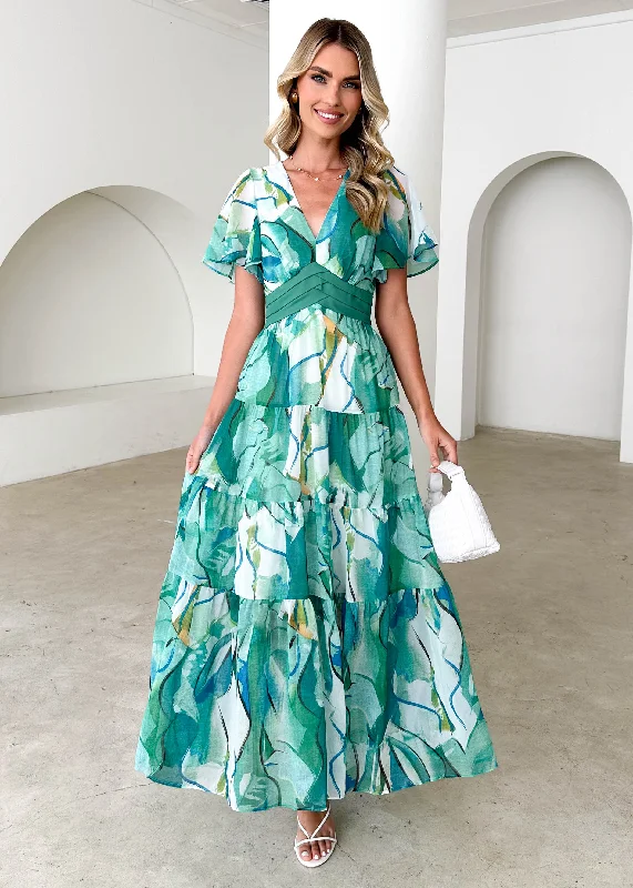 Sheath Women Dress with a Tailored Fit for a Professional LookGracelands Maxi Dress - Green Watercolour