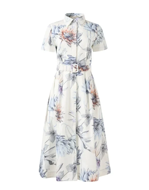 Off - the - Shoulder Women Dress for a Romantic and Feminine LookIvory Dahlia Print Shirt Dress