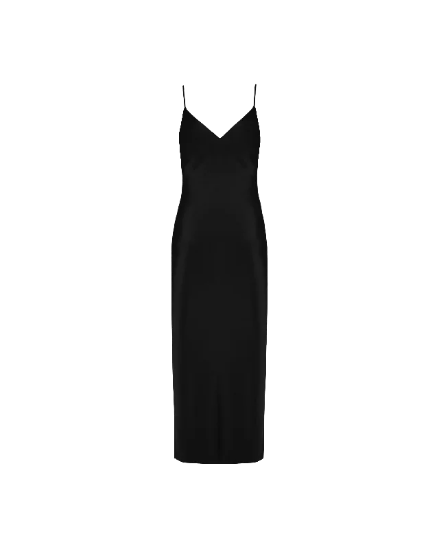 Shift Women Dress with a Simple and Classic Design for Everyday WearLOLA SLIP DRESS BLACK