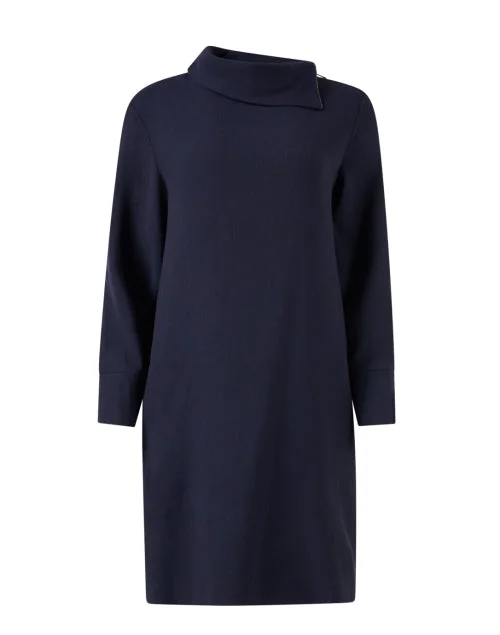 Plus Size Women Dress with a Flattering A - Line Cut for Comfort and StyleMalawi Navy Wool Dress