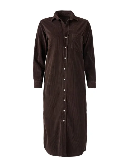 Mermaid - Style Women Dress with a Fitted Silhouette for Special OccasionsBrown Cotton Corduroy Shirt Dress