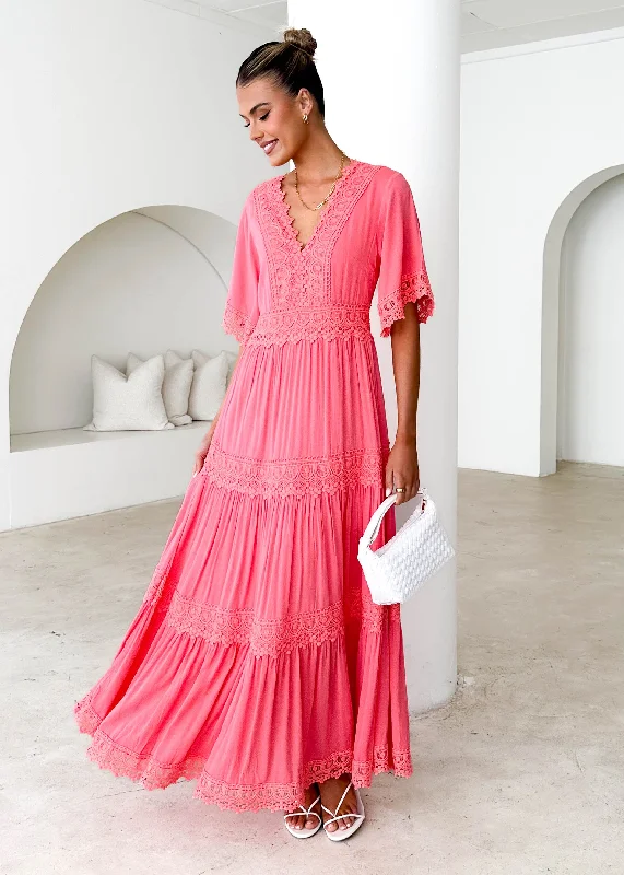 Backless Women Dress for a Sexy and Alluring Look at Evening EventsNakieta Maxi Dress - Watermelon