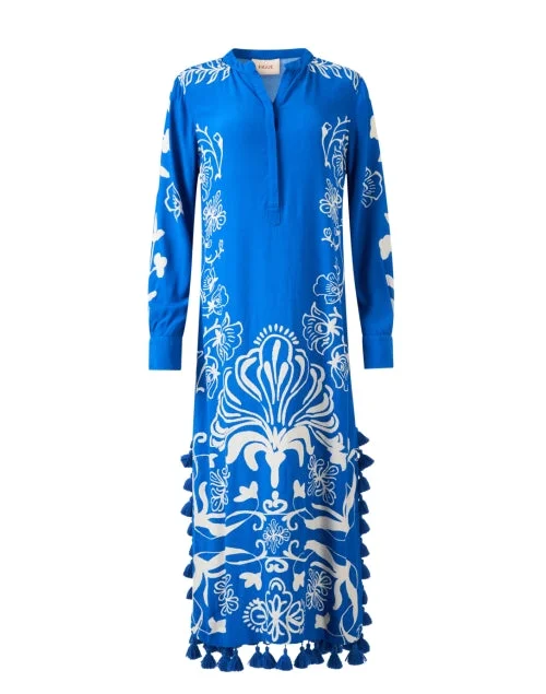 Printed Abstract Women Dress for a Modern and Artistic AppealPaolina Blue Floral Crepe Dress