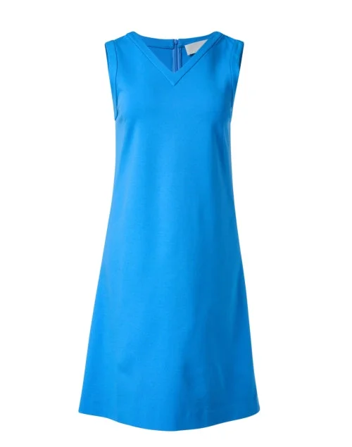 Plus Size Women Dress with a Flattering A - Line Cut for Comfort and StyleRiva Blue Jersey Shift Dress