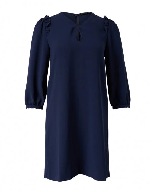 Plus Size Women Dress with a Flattering A - Line Cut for Comfort and StyleRuffa Navy Keyhole Dress