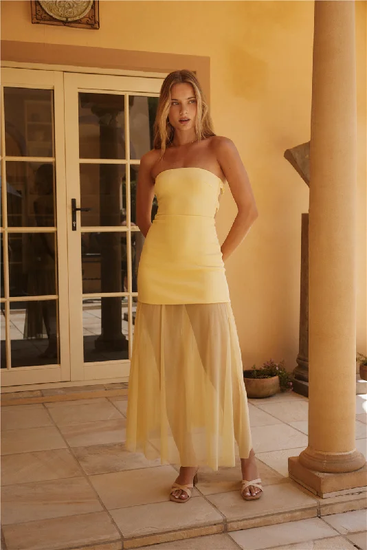 Ball Gown Women Dress with a Full Skirt for a Princess - like LookSerene Sands Strapless Maxi Dress Yellow