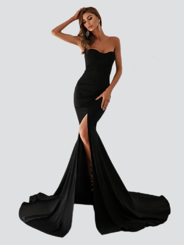 Pleated Women Dress with a Timeless and Elegant TextureStrapless Mermaid Evening Dress FT1683