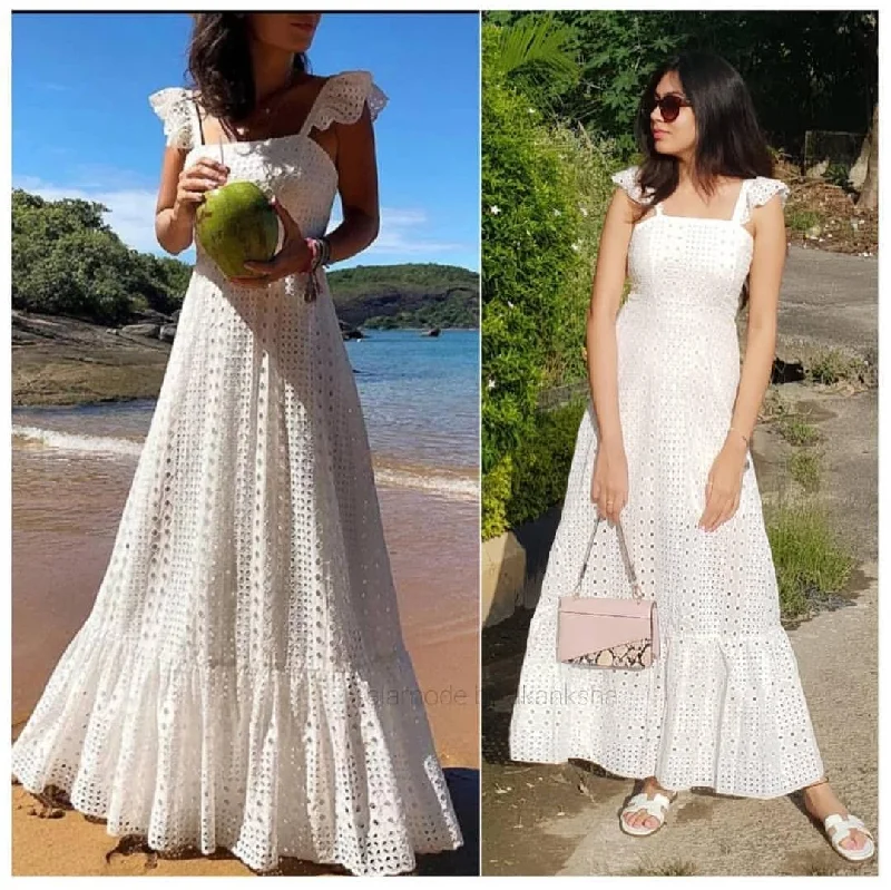 Wrap - Style Women Dress with Adjustable Fit for All Body TypesSnoweila Eyelet Maxi Dress