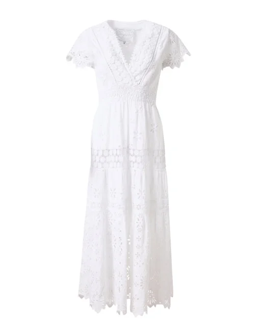 Pleated Women Dress with a Timeless and Elegant TextureWhite Embroidered Cotton Eyelet Dress