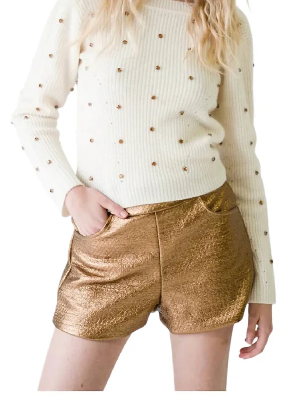 Printed Animal Print Women Shorts for a Wild and Stylish AppearanceAmy Coated Shorts In Gold