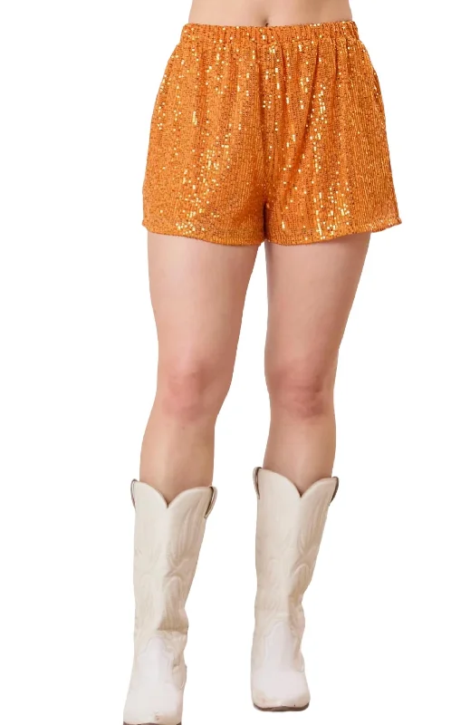 High - Waisted Women Shorts for a Retro and Flattering LookGame Day Sequins Shorts In Orange