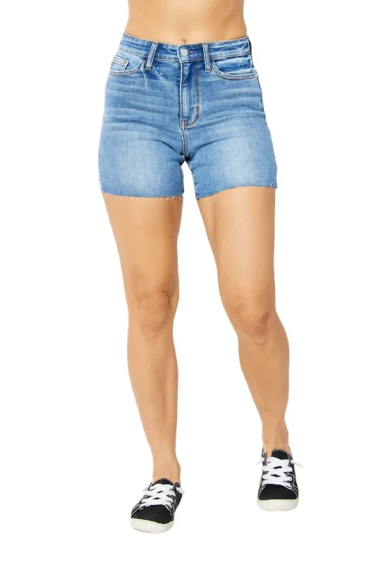 Leather Look Women Shorts for an Edgy and Chic StyleHigh Waist Shorts In Blue