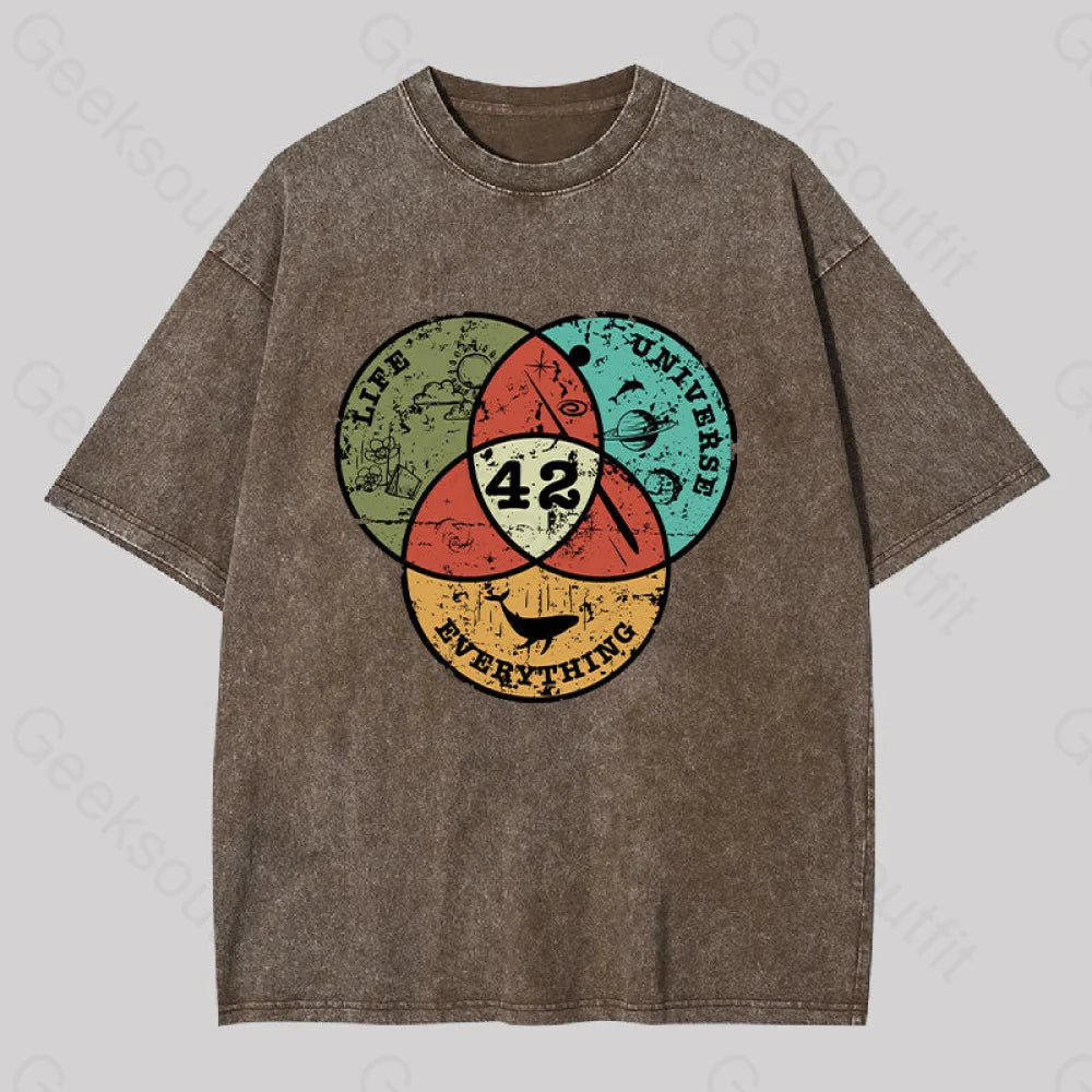 Distressed Women T Shirt with a Laid - Back AestheticLife, the Universe & Everything Washed T-shirt